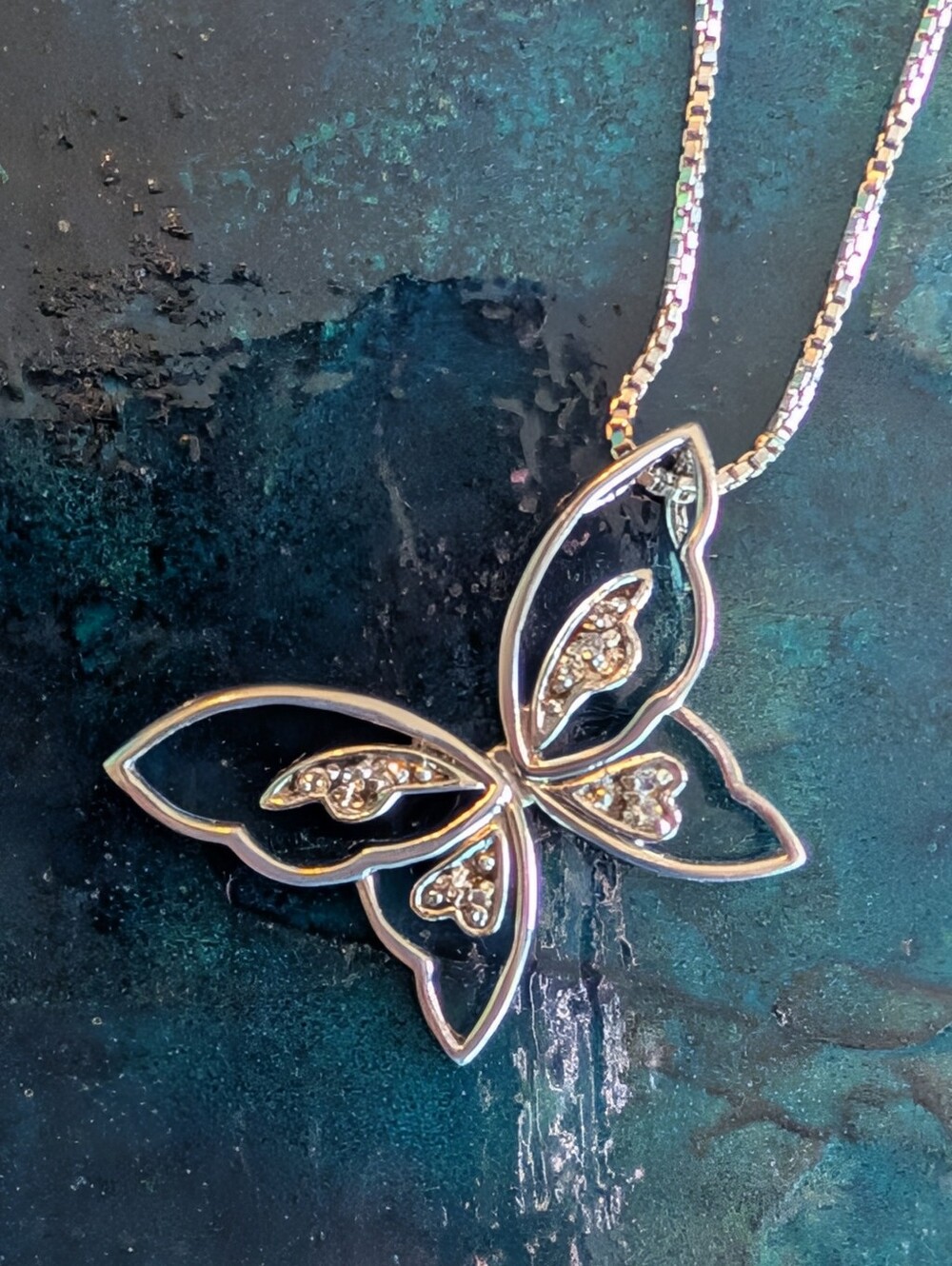 Delicate 925 Solid Sterling Silver  Pendant Topaz Butterfly Pendant Necklace